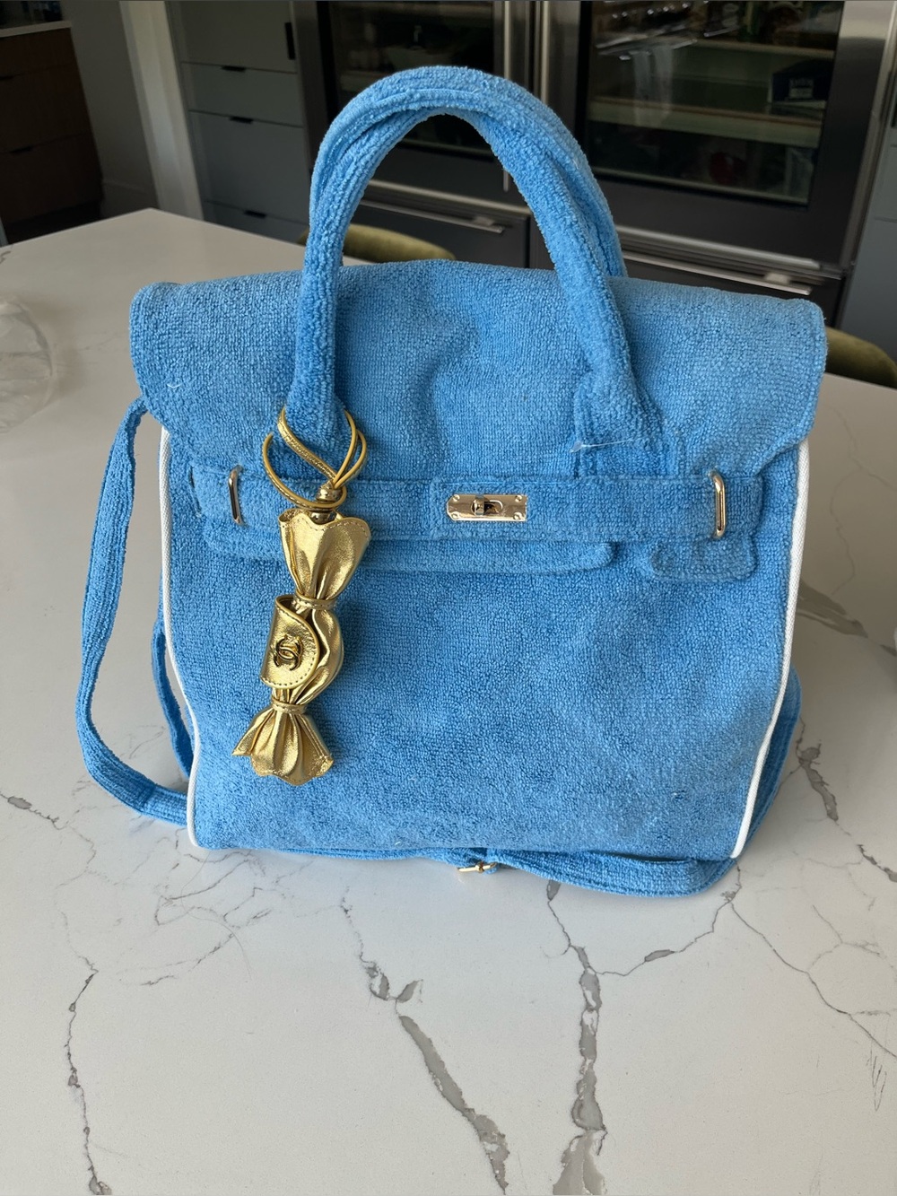 Blue Terry cloth Birkin Tote Handbag - Women Bags